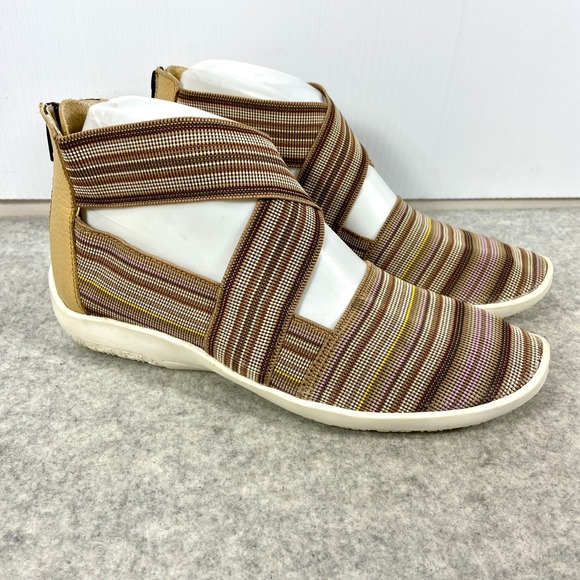 Bernie Mev Slick Striped Knit Criss Cross Flats Back Zipper Womens EU 37 US 6.5 - Picture 1 of 8